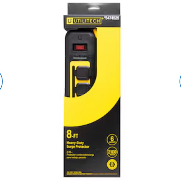 Utilitech 8 ft 5 outlet surge protector - Picture 2 of 4